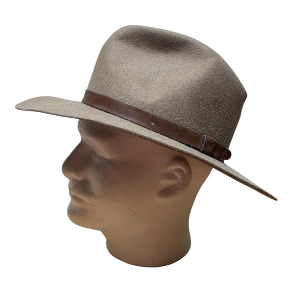 Vintage Microfelt Aussie Outback Tan Fedora Hat with Brown Band